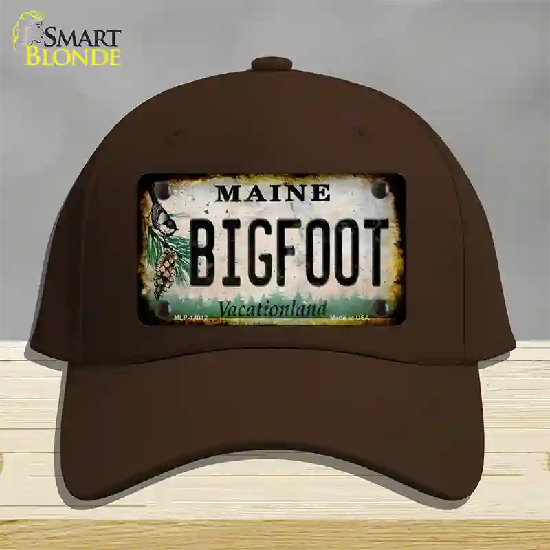 Bigfoot Maine Novelty License Plate Hat Tag Cotton / Dark Brown