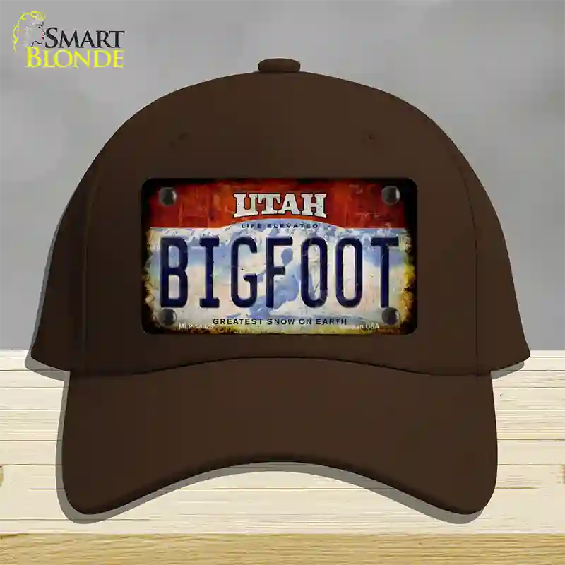 Bigfoot Utah Novelty License Plate Hat Tag Cotton / Dark Brown