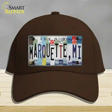 Marquette MI Strip Art Novelty License Plate Hat Tag Cotton / Dark Brown