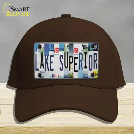 Lake Superior Strip Art Novelty License Plate Hat Tag Cotton / Dark Brown