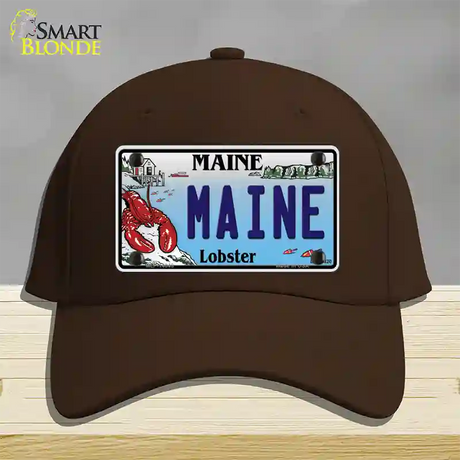 Maine Lobster Novelty License Plate Hat Cotton / Dark Brown