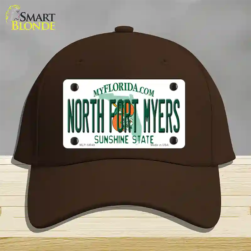 North Fort Myers Florida Novelty License Plate Hat Cotton / Dark Brown