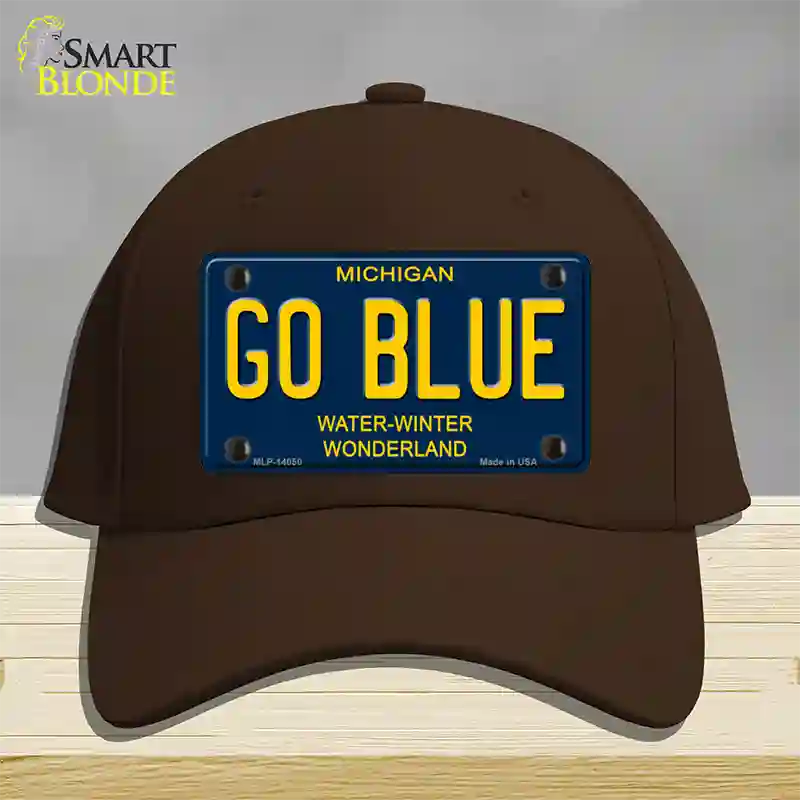 Go Blue Michigan Blue Novelty License Plate Hat Cotton / Dark Brown