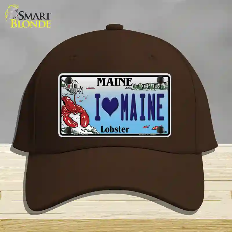 I Heart Maine Lobster Novelty License Plate Hat Cotton / Dark Brown