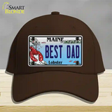 Best Dad Maine Lobster Novelty License Plate Hat Cotton / Dark Brown