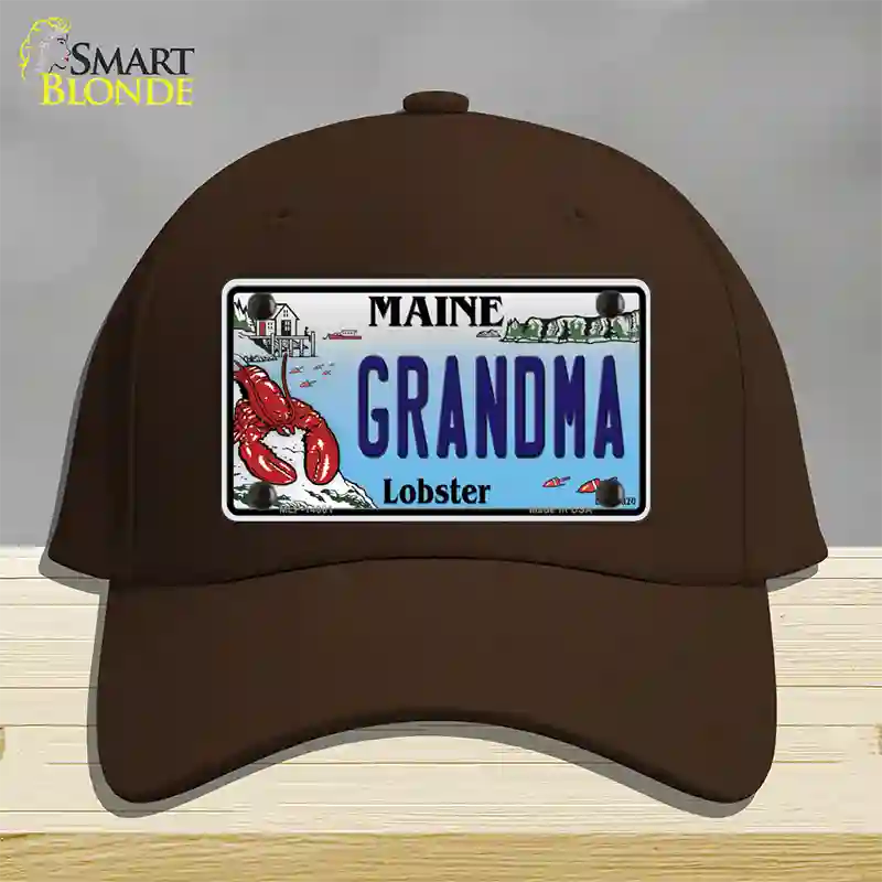 Grandma Maine Lobster Novelty License Plate Hat Cotton / Dark Brown