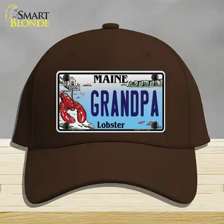 Grandpa Maine Lobster Novelty License Plate Hat Cotton / Dark Brown