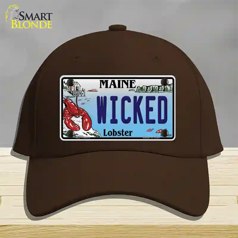 Wicked Maine Lobster Novelty License Plate Hat Cotton / Dark Brown