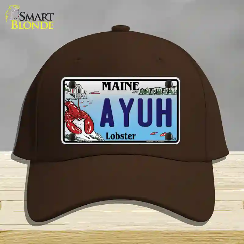 Ayuh Maine Lobster Novelty License Plate Hat Cotton / Dark Brown