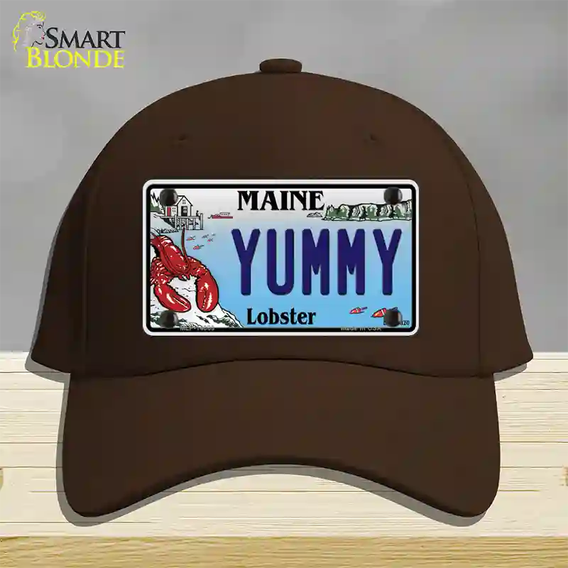 Yummy Maine Lobster Novelty License Plate Hat Cotton / Dark Brown