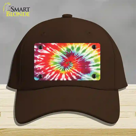 Red Swirl Tie-Dye Novelty License Plate Hat Cotton / Dark Brown