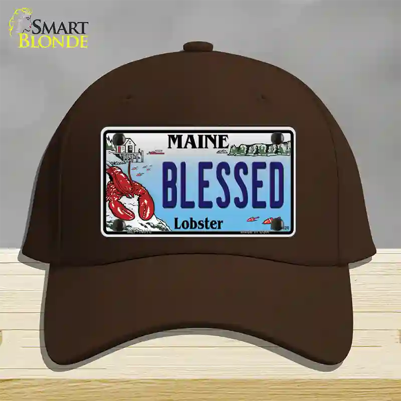 Blessed Maine Lobster Novelty License Plate Hat Cotton / Dark Brown