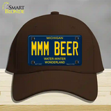 Mmm Beer Michigan Blue Novelty License Plate Hat Cotton / Dark Brown