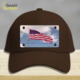 God Bless America Clouds Novelty License Plate Hat Cotton / Dark Brown