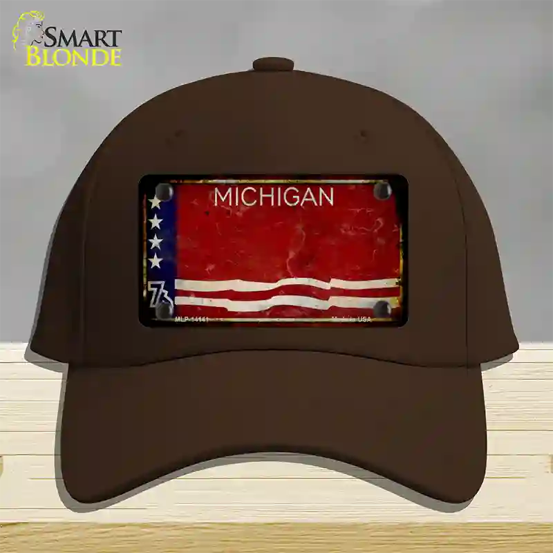 Rusty Michigan Bicentennial 76 Novelty License Plate Hat Cotton / Dark Brown