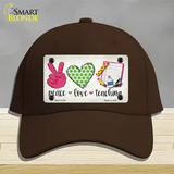 Peace Love Teaching Novelty License Plate Hat Cotton / Dark Brown