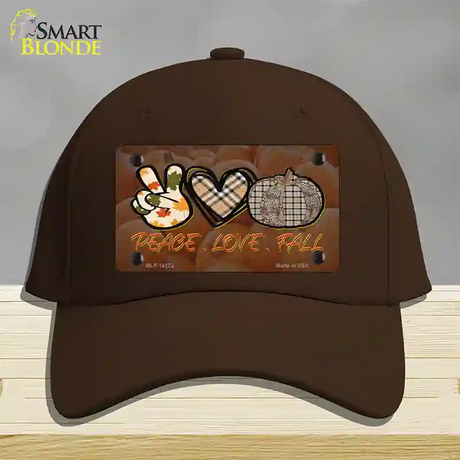 Peace Love Fall Novelty License Plate Hat Cotton / Dark Brown