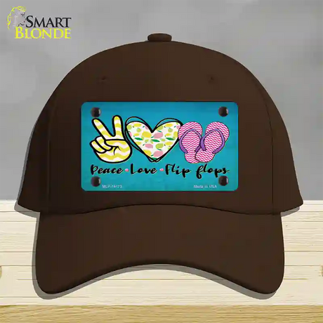 Peace Love Flip Flops Novelty License Plate Hat Cotton / Dark Brown