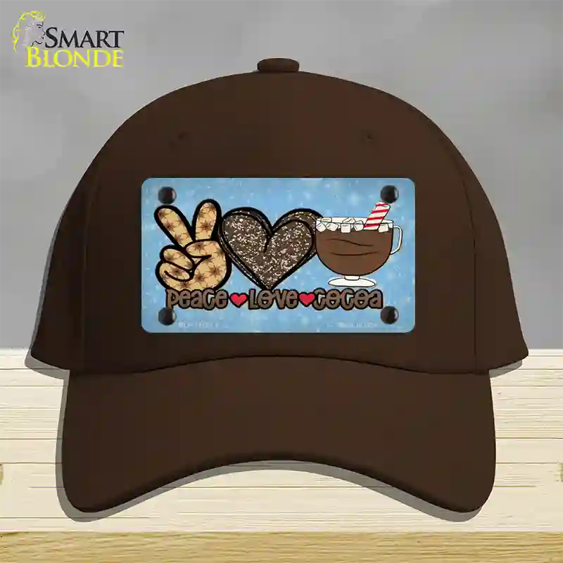 Peace Love Cocoa Novelty License Plate Hat Cotton / Dark Brown