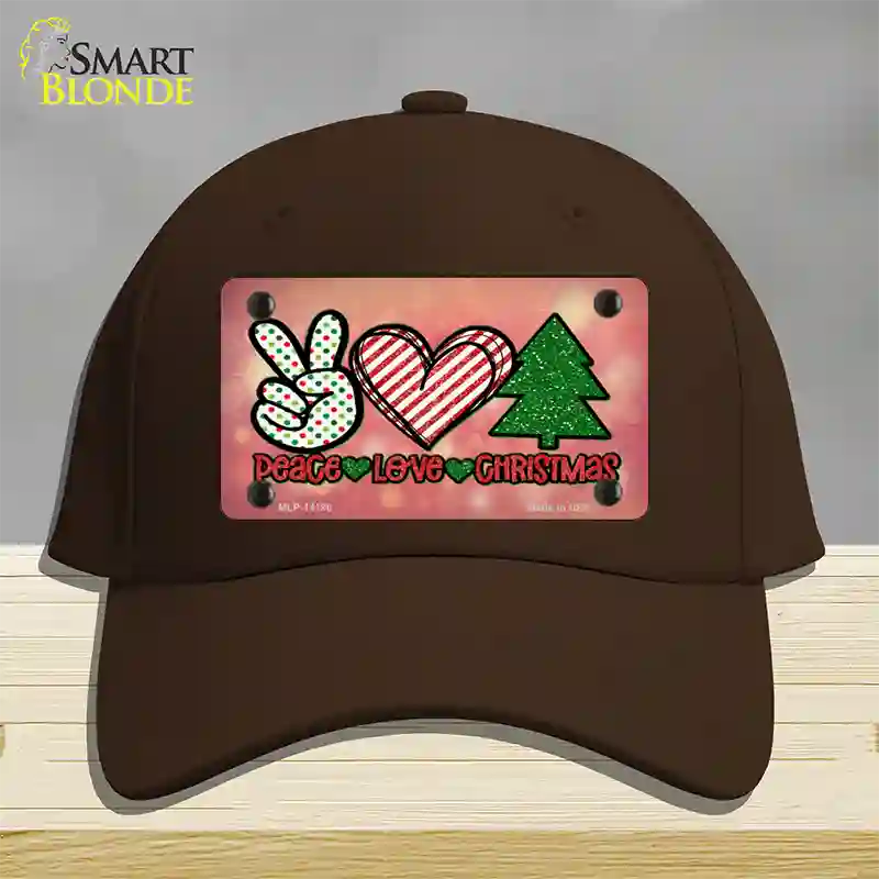 Peace Love Christmas Novelty License Plate Hat Cotton / Dark Brown