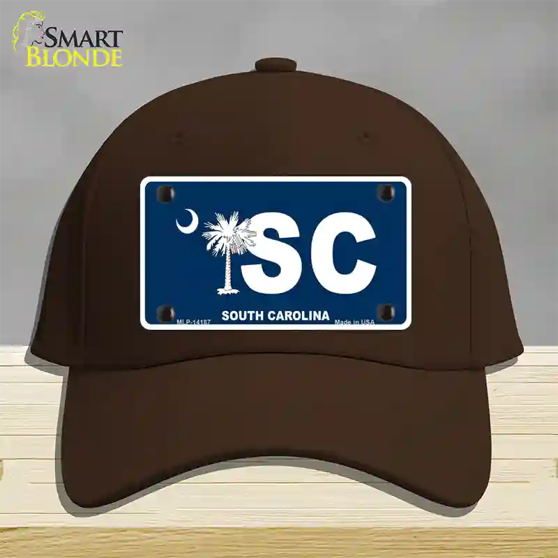 SC South Carolina Flag Novelty License Plate Hat Cotton / Dark Brown