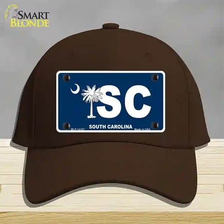 SC South Carolina Flag Novelty License Plate Hat Cotton / Dark Brown