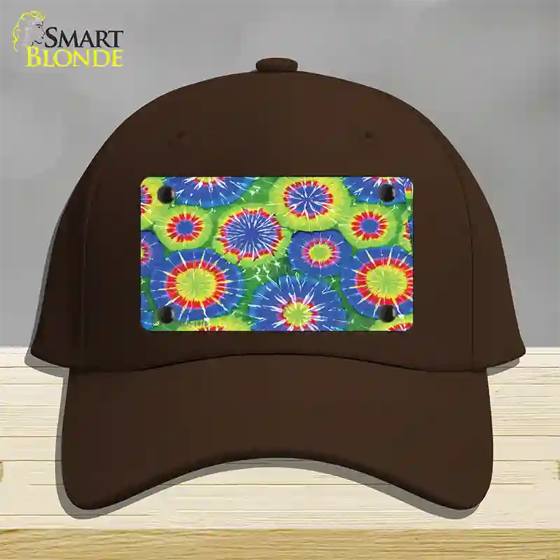 Blue Green Tie-Dye Novelty License Plate Hat Cotton / Dark Brown