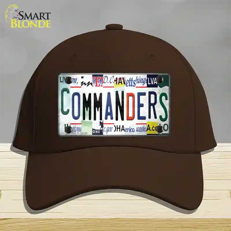 Commanders Strip Art Novelty License Plate Hat Cotton / Dark Brown