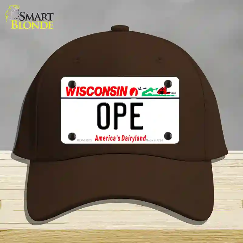 Ope Wisconsin Novelty License Plate Hat Cotton / Dark Brown