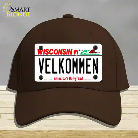 Velkommen Wisconsin Novelty License Plate Hat Cotton / Dark Brown