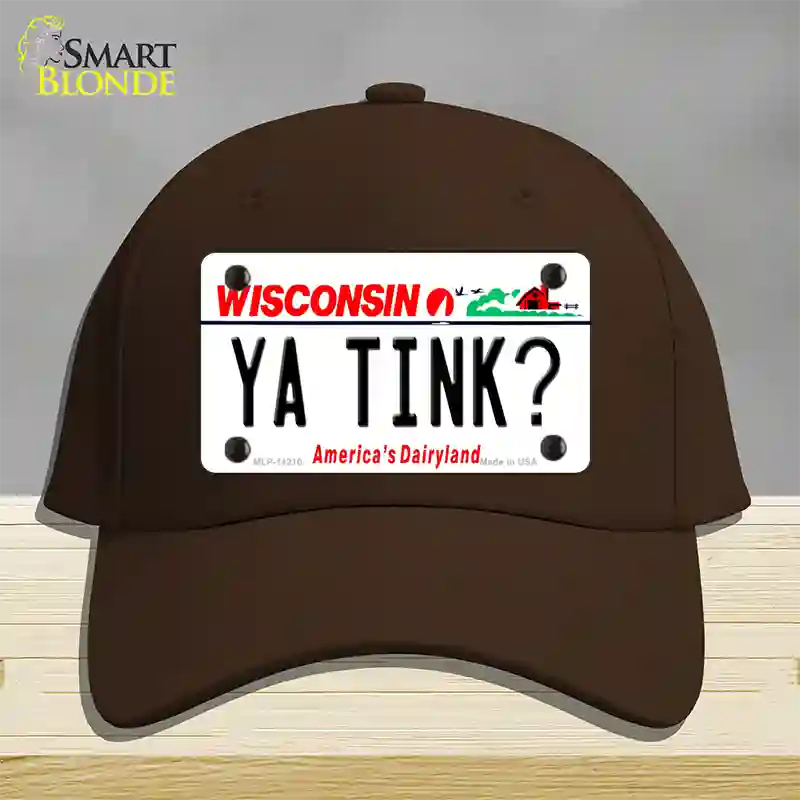 Ya Tink Wisconsin Novelty License Plate Hat Cotton / Dark Brown