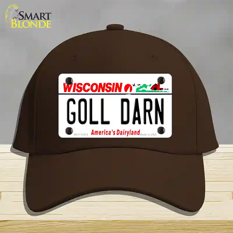 Goll Darn Wisconsin Novelty License Plate Hat Cotton / Dark Brown