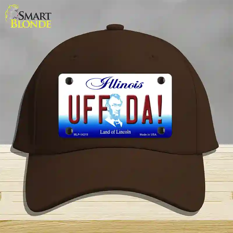 Uff Da Illinois Novelty License Plate Hat Cotton / Dark Brown