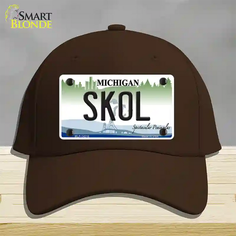 Skol Michigan Novelty License Plate Hat Cotton / Dark Brown