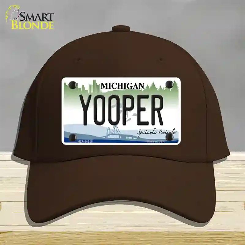 Yooper Michigan Novelty License Plate Hat Cotton / Dark Brown