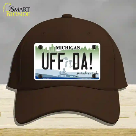 Uff Da Michigan Novelty License Plate Hat Cotton / Dark Brown