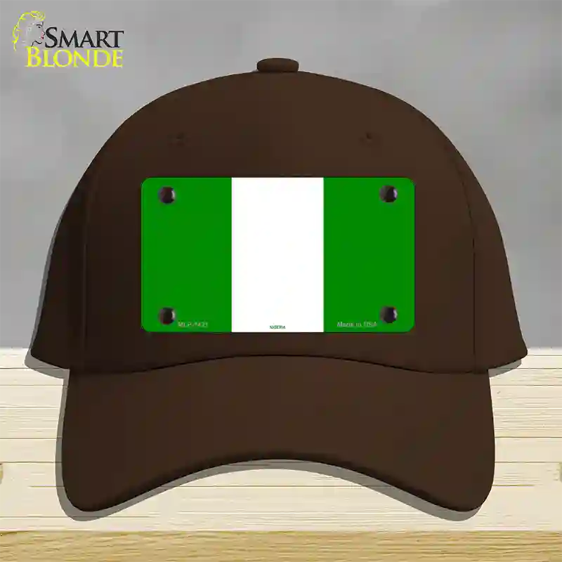 Nigeria Flag Novelty License Plate Hat Cotton / Dark Brown