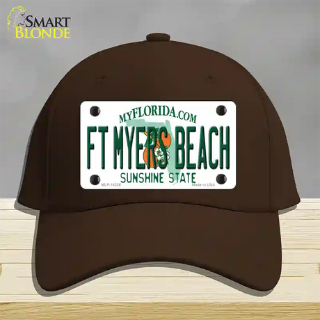 Florida FT Myers Beach Novelty License Plate Hat Cotton / Dark Brown