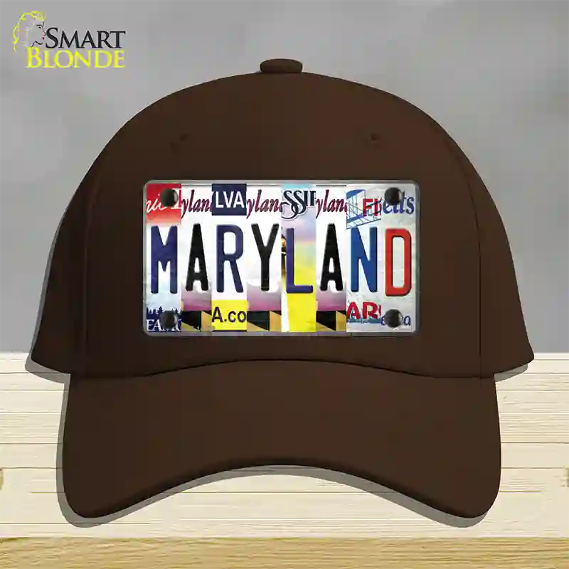 Maryland Strip Art Novelty License Plate Hat Cotton / Dark Brown