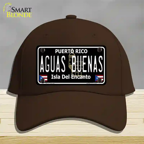 Aguas Buenas Puerto Rico Black Novelty License Plate Hat Cotton / Dark Brown