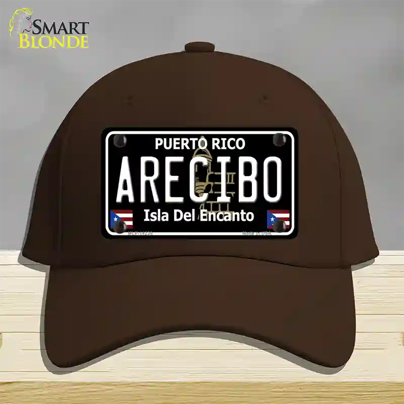 Arecibo Puerto Rico Black Novelty License Plate Hat Cotton / Dark Brown