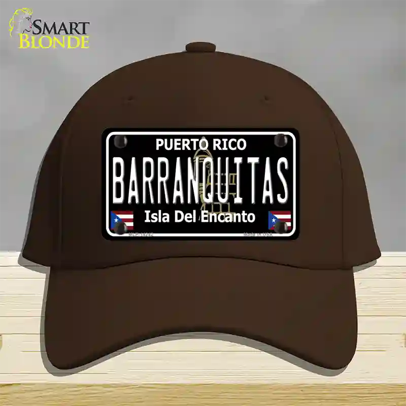 Barranquitas Puerto Rico Black Novelty License Plate Hat Cotton / Dark Brown