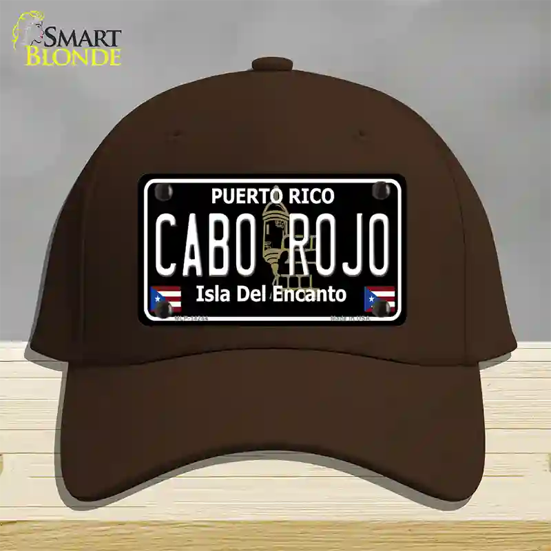 Cabo Rojo Puerto Rico Black Novelty License Plate Hat Cotton / Dark Brown