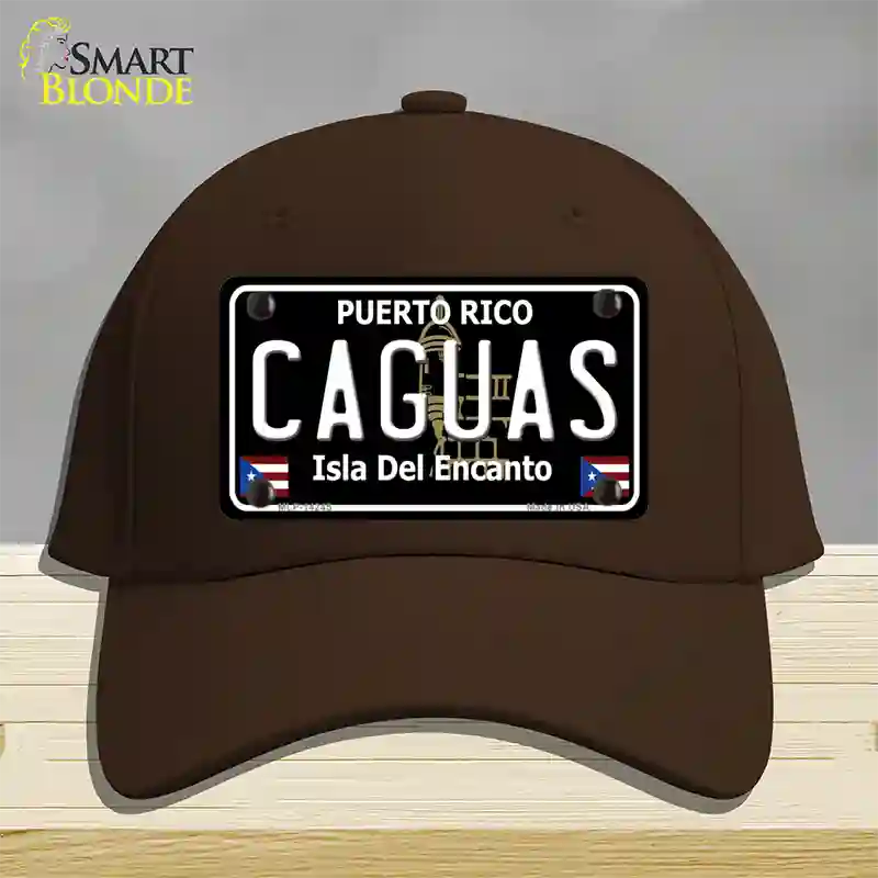 Caguas Puerto Rico Black Novelty License Plate Hat Cotton / Dark Brown