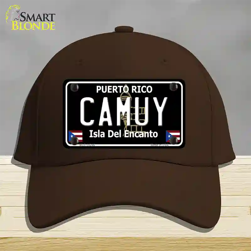 Camuy Puerto Rico Black Novelty License Plate Hat Cotton / Dark Brown