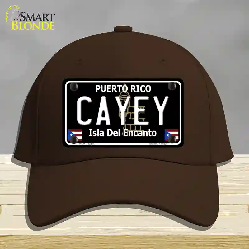 Cayey Puerto Rico Black Novelty License Plate Hat Cotton / Dark Brown