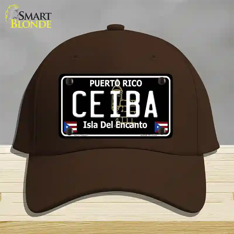 Ceiba Puerto Rico Black Novelty License Plate Hat Cotton / Dark Brown