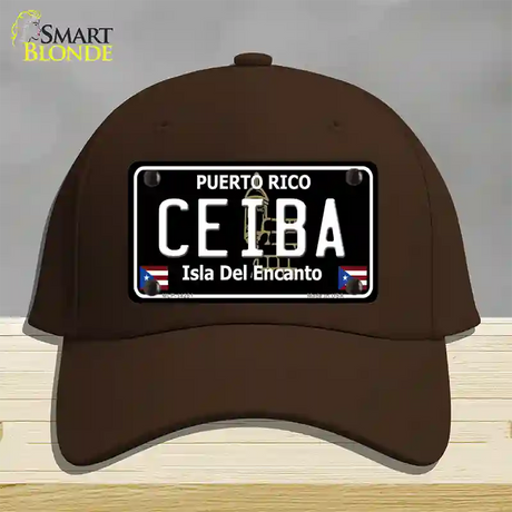 Ceiba Puerto Rico Black Novelty License Plate Hat Cotton / Dark Brown