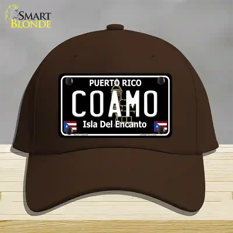 Coamo Puerto Rico Black Novelty License Plate Hat Cotton / Dark Brown