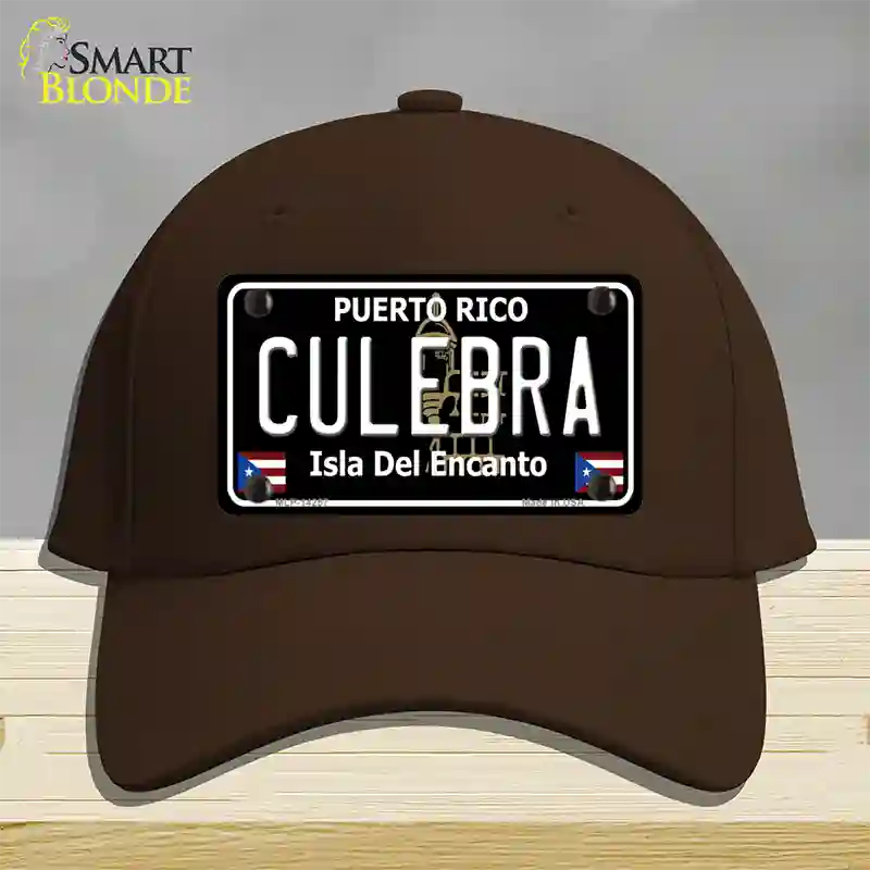 Culebra Puerto Rico Black Novelty License Plate Hat Cotton / Dark Brown